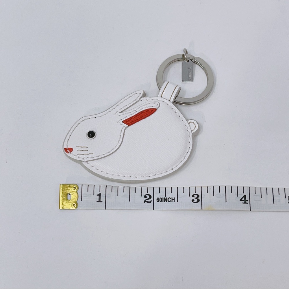Coach Leather Rabbit Key Chain Fob Bunny White NWB - Picture 5 of 5